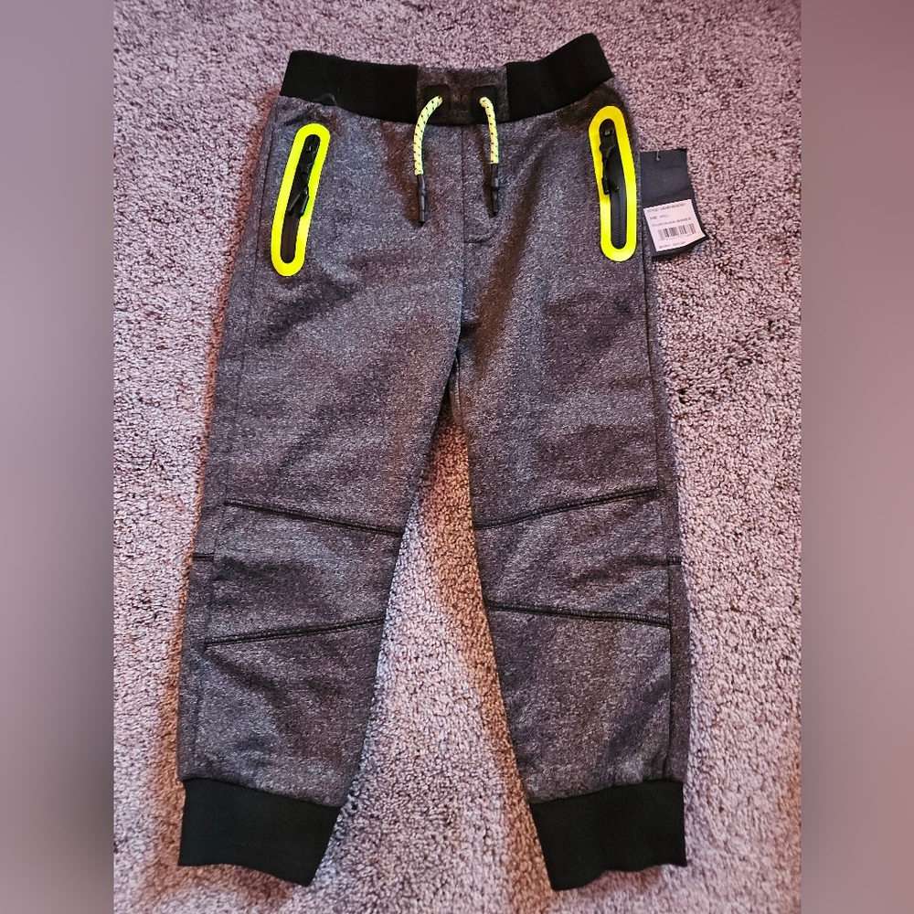 Gray Joggers with Neon Yellow Details